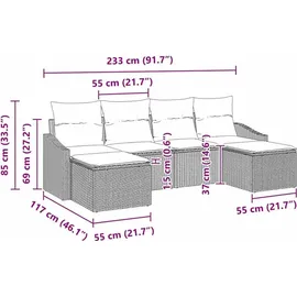 vidaXL Garten Essgruppe 6-tlg. Braun/Creme