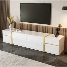 modfu TV-Schrank Lowboard 180x40x38 cm Weiß MDF/Spanplatte