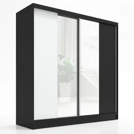 A&J MöbelLand Schwebetürenschrank SOLO 200 x 215 x 59,5 cm Schwarz/Weiß