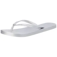 Tommy Hilfiger Damen TH METALLIC Flat Beach Sandal FW0FW06445 Flip-Flop, Grau (Silver), 41 EU