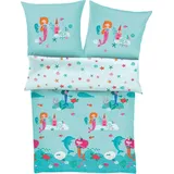 s.Oliver Kinderbettwäsche Meerjungfrau 100x135 cm - 100% Baumwolle, praktischer Reißverschluss & maschinenwaschbar, Bettwäsche für Kinder Meerjungfrauen 2tlg. bunt