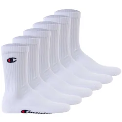 Champion Unisex Socken, 6 Paar - Crew Socken Basic Weiß EU 43-46