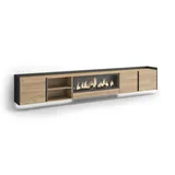 SKRAUT HOME Lowboard 315x50x35 cm Eiche Schwarz Holzwerkstoff
