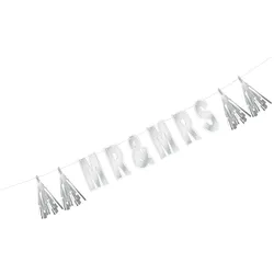 2x Buchstaben-Girlande "Mr & Mrs" silber 1.2m