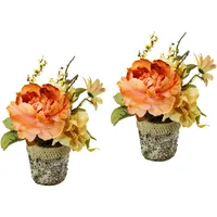 I.GE.A. Kunstpflanze I.GE.A. "Gesteck aus Chrysantheme", orange, B:14cm H:19cm L:19cm, Kunstpflanzen, Kunstpflanze, Im Topf, 2er Set