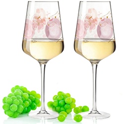 GRAVURZEILE Rotweinglas Leonardo Puccini Weingläser mit UV-Druck – Sommerblüten Design, Glas, Sommerliche Weingläser mit Blumen für Aperol, Weißwein und Rotwein weiß