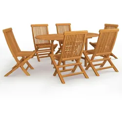 vidaXL 7-tlg. Garten-Essgruppe Massivholz Teak
