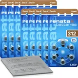 60x Renata Hörgerätebatterien PR41 Braun 312 (10x 6er Blister) + Reinigungstuch