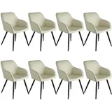 Tectake 8er Set Esszimmerstuhl, Creme, Schwarz,