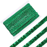 CABODYALS 14.22 Yard (Ca. (91) cm) 15mm Grüne Paillettenborte Glitzerband 2 Reihen Glänzendes Paillettengewebe Stoffstreifen Aus Polyester Paillettenperlen Borte Für Partykostüme Weihnachtsdekoration