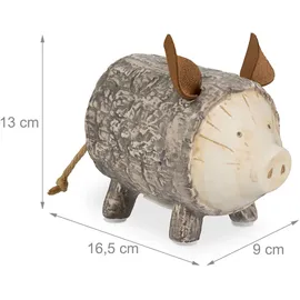 Relaxdays Sparschwein Baumrinde 13 x 9 x 16,5 cm