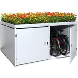 MCW Fahrradgarage 4er mit Pflanzkasten Metall 126x220x210 cm hellgrau