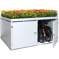 MCW Fahrradgarage 4er mit Pflanzkasten Metall 126x220x210 cm hellgrau
