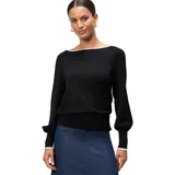 Zero Damen Feinstrickpullover mit Kontrastpaspel", 38, Patch BlackCream - 38