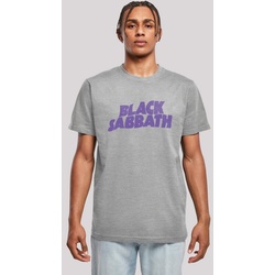 F4NT4STIC T-Shirt Black Sabbath Heavy Metal Band Wavy Logo Black Print grau