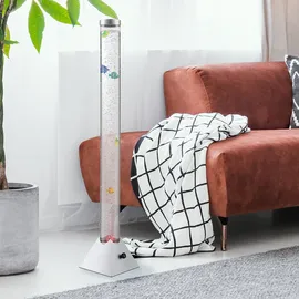 GLOBO Wassersäule Stehleuchte Sprudelsäule Farbwechsel Dekolampe LED Stehlampe, mit 5 Deko-fischen, Sprudelstärke einstellbar, Lxbxh 21,5x21,5x120 cm