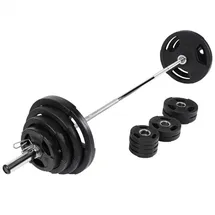 Gorilla Sports Olympia Langhantel Set Kunststoff Gripper 130 kg silber|silber 130 kg