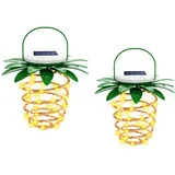 2er Pack Solar Laterne Outdoor Hängende Gartenleuchte, Outdoor Landschaft Dekorative Ananas Lichter 60 LED mit Griff, Wasserdichte Solar Laterne