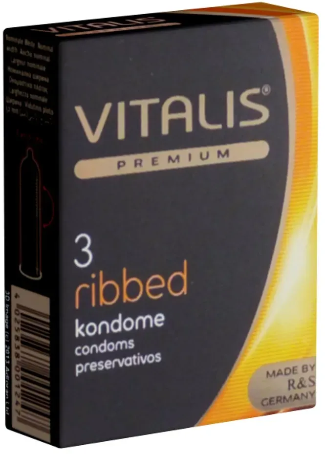 PREMIUM «Ribbed» erregende Kondome mit Rippen (3 Kondome)