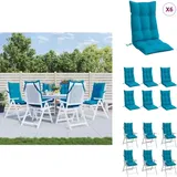 Hochlehner-Auflagen 6 Stk. Hellblau Oxford-Gewebe - Hochlehner Auflagen - Gartenstuhlkissen - Oxford Stoff - Wasserabweisend - Blau