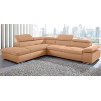 Ecksofa SIT & MORE "Valantine L-Form" Sofas Gr. B/H/T: 272cm x 73cm x 226cm, Luxus-Microfaser ALTARA NUBUCK, Ottomane links, mit Bettfunktion, braun (café) inkl. Kopf- und Armteilverstellung, wahlweise mit Bettfunktion