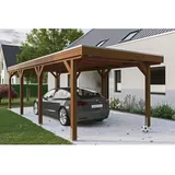 SKANHOLZ Skan Holz Carport Grunewald 321 cm x 796 cm mit EPDM-Dach Nussbaum