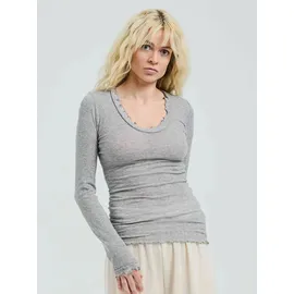 seamless basic Funktionstop SEAMLESS BASIC "Seamless Basic Top Cotton", Damen, Gr. L/XL, grau melange, Obermaterial: 100% Baumwolle, Tops