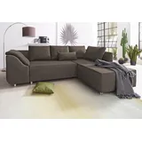 Collection AB Ecksofa Sally L-Form, mit und ohne Bettfunktion, inklusive loser Rücken- und Zierkissen, braun