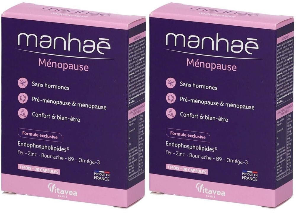 Nutrisanté Manhaé Sans hormones Pré-ménopause / Ménopause 45+ 2x30 pc(s) capsule(s)