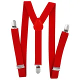 axy Hosenträger Kinder Jungen Hosenträger (1-St) Kinder 7-12 Jahre, 3 Stabile Clips Y-Form 2,5cm Breit verstellbar rot