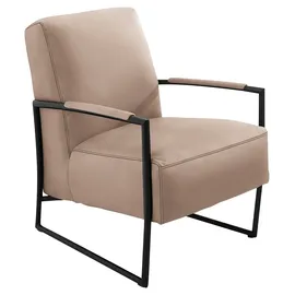 K+W Komfort & Wohnen Cocktailsessel K+W KOMFORT & WOHNEN, beige (sand), B:62cm H:77cm T:83cm, Sessel, Cocktailsessel, mit bezogenen Armlehnen, Gestell in Metall schwarz Struktur