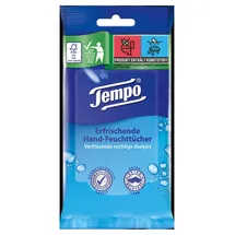Tempo Handreinigungstücher Erfrischend 1-lagig weiß, 10 Tücher