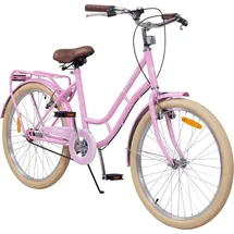 ACTIONBIKES MOTORS Actionbikes Kinderfahrrad Retrostar 24 Zoll Rosa, Fahrradständer, Gepäckträger, Sattel gefedert