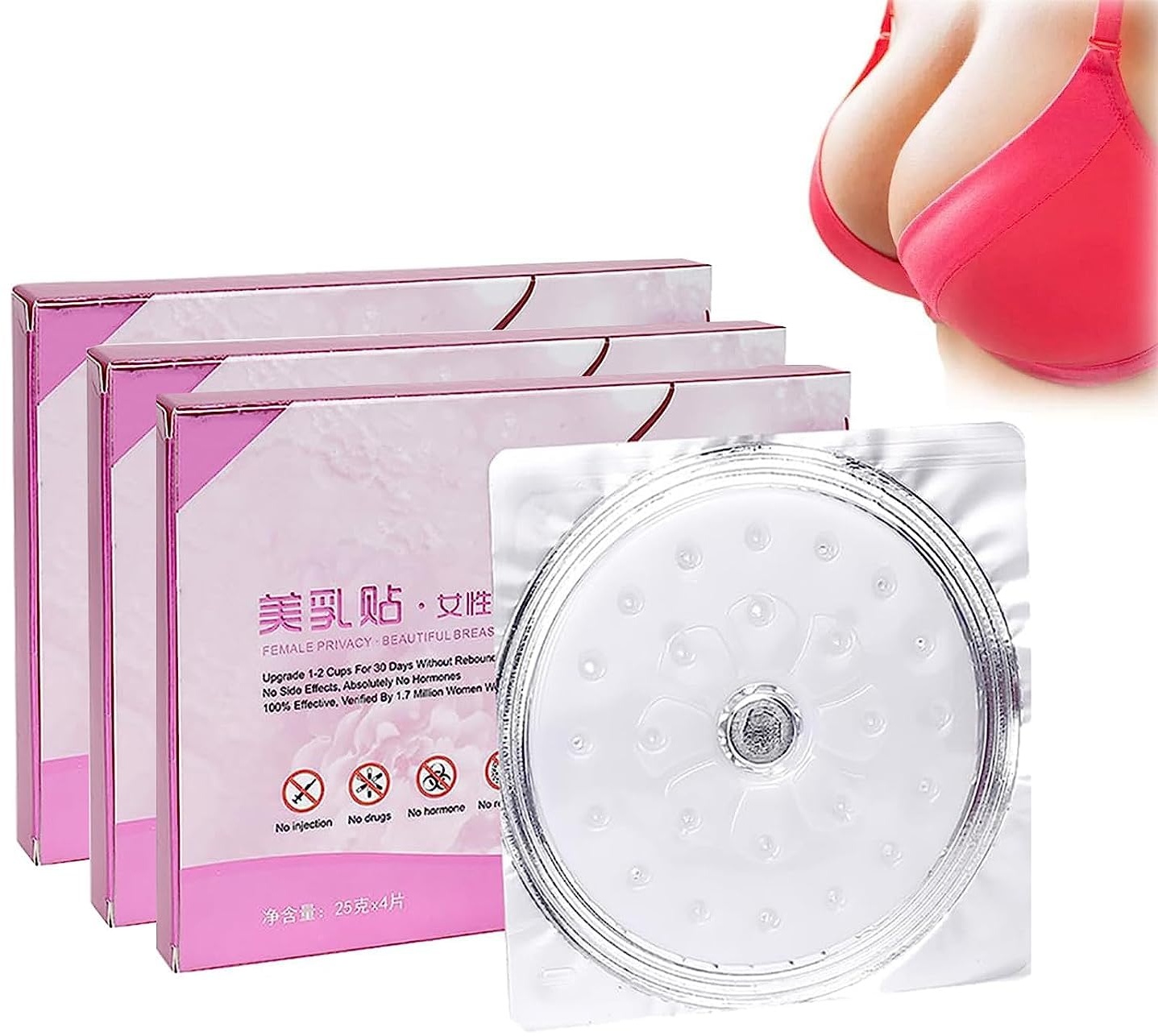 Breast Enhancement Upright Lifter Enlarger Patch, Beauty Breast Enhancement Patch, Enlargement Collagen Patch, Collagen Breast Lift Firm Mask, Breast Enlargement Enhancer Mask, Anti-Sagging (3boxes)