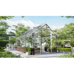 Vitavia Gewächshaus Cassandra 11500 inkl. Sockelmauer - 11,5 m2 -Alu-blank eloxiert-Sockel Herbstlaub