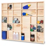 Pinus - Setzkasten aus Holz, 45x4x40 cm, 28 Fächer, Sammelbox für Fotos, Figuren oder Spielzeug, Regal für Sammler, Sammlervitrine, Kieferholz, 573400 - Natural Farbe
