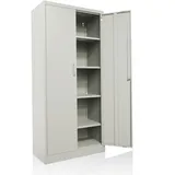 Ondis24 Aktenschrank, Büroschrank, Stahlaufbewahrungsschrank, Werkzeugschrank, Aktenschrank abschließbar, verstellbare Ablagen, mit Türmagnet, Griffen Robust und sicher (Grau, 170)