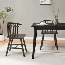 [en.casa] Esszimmerstuhl Stami Holz schwarz 2er Set