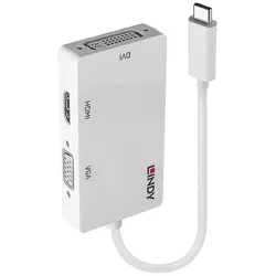 LINDY USB-C®, VGA Konverter [1x USB-C® Stecker - 1x DVI-Buchse 24+5pol., HDMI-Buchse, VGA-Buchse]