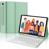 IVEOPPE Tastatur Samsung Galaxy Tab S9 FE 10.9"/S9 11", Tastatur Hülle für Samsung Tab S9/S9FE, Magnetisch Abnehmbarer mit QWERTZ Layout Tastatur Galaxy Tab S9 FE 2023, Grün