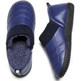 Git-up Memory Schaum Pantoffeln Warm Daunenschuhe Herren Gestrickt Hausschuhe mit Elastischen Gores, Indoor/Outdoor Außensohle für wandern, camping, Blau 47 - 47 EU