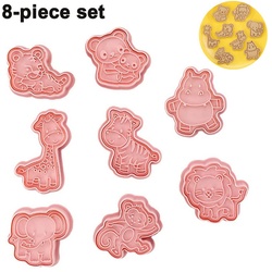 Lubgitsr Ausstechform Ausstechformen Tiere, 8 Stück Keksausstecher Kinder, 3D Ausstechform, (8-St) rosa