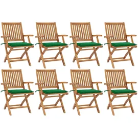 vidaXL Klappbare Gartenstühle mit Kissen 8 St. grün