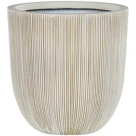 Beliani Blumentopf Kunstharz beige/weiß rund 37 cm Beige,