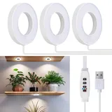 Decken Pflanzenlampe LED Grow Light Led Grow Lampe, 144 LEDs Vollspektrum Pflanzenlicht für Zimmerpflanzen, mit 3/9/12H Auto-Timer, 3 Farben, 10 Dimmen, Pflanzenleuchten für kleine Pflanzen, 3 Kopf