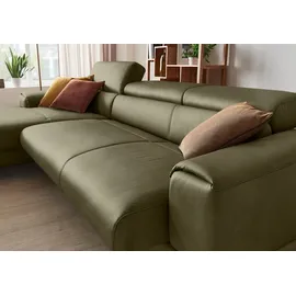 W.Schillig Ecksofa "piedroo, Designsofa mit tollem Sitzkomfort, bequem und elegant, L-Form", grün (camouflage z69), B:343cm H:70cm T:193cm, Longlife Xtra-Leder Z69: Das feinnarbige, gedeckte Softleder Z69 besticht durch seine außergewöhnliche Weichheit im trendigen