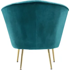Kayoom Sessel "Poola 100, gemütlicher Cocktail-Sessel, edler Samtbezug", blau (teal), B:76cm H:78cm T:67cm, Bezug: 100% Polyester (Samt) / Korpus: Sperrholz/ Gestell: Eisen, Sessel, Sessel, samtweich, gesteppt, gemütlich, tiefe Sitzhöhe von 79cm