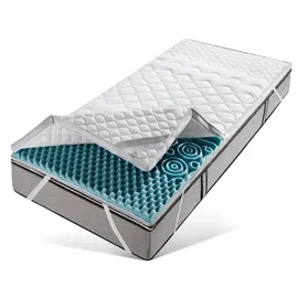 fan fan, Topper Softly XXL PLUS Silverline, 7 cm hoch, Kaltschaum, 7-Zonen-Topper in 90x200 cm und weiteren Größen erhältlich weiß 80 cm x 200 cm x 7 cm