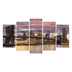 New York in der Morgendämmerung (Polyptychon) Malen nach Zahlen