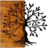 Asir Wanddekoration 58x58 cm), Baum Holz/Metall - Braun/Schwarz